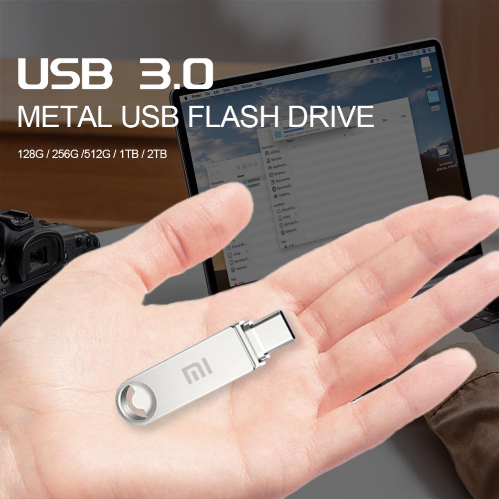 2024 Xiaomi U Disk 2TB Metal High Speed Portable Pen Drive USB 3.0 Computer Laptop 1TB Waterproof Flash USB Drive Type-C Adapter