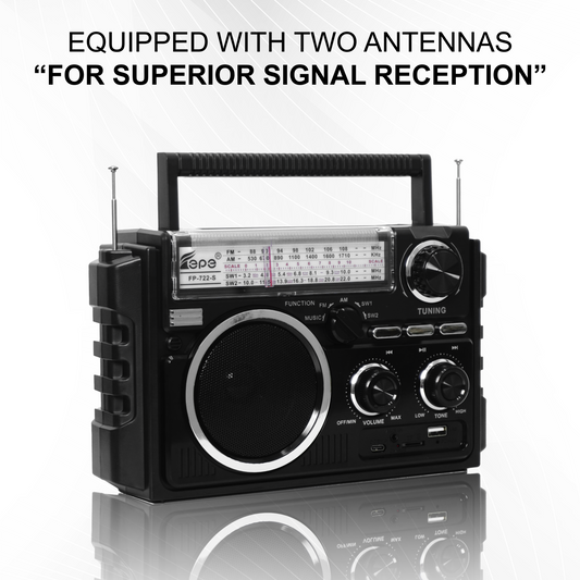 New Generation FP-722S Radio with Multiple Features, Dual Antennas, and Dual Solar Panels