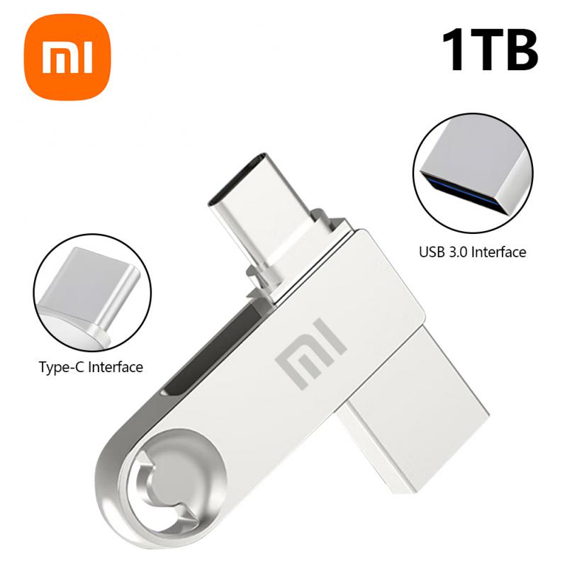 2024 Xiaomi U Disk 2TB Metal High Speed Portable Pen Drive USB 3.0 Computer Laptop 1TB Waterproof Flash USB Drive Type-C Adapter