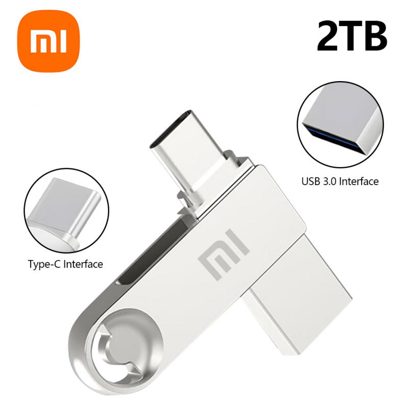 2024 Xiaomi U Disk 2TB Metal High Speed Portable Pen Drive USB 3.0 Computer Laptop 1TB Waterproof Flash USB Drive Type-C Adapter